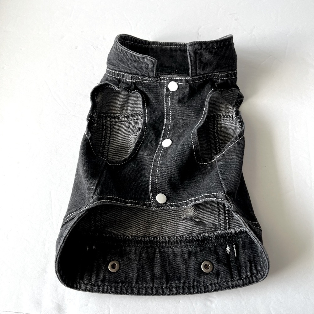 Bei Chong Black Distressed Denim Doggie Jacket Size S - Picture 2 of 8